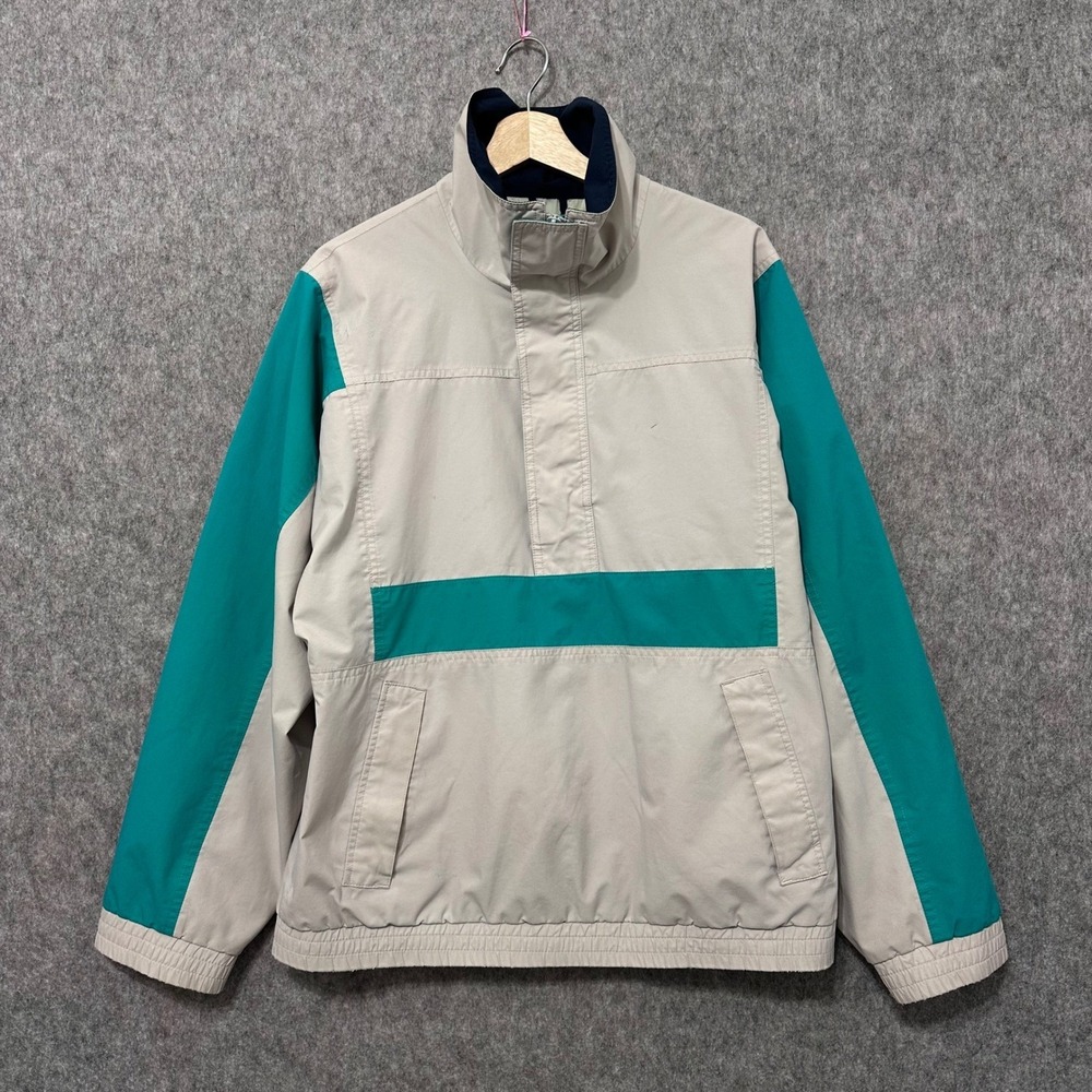 Vintage Eddie Bauer Mens Colorblock Pullover Jacket Size Medium Teal Outdoor